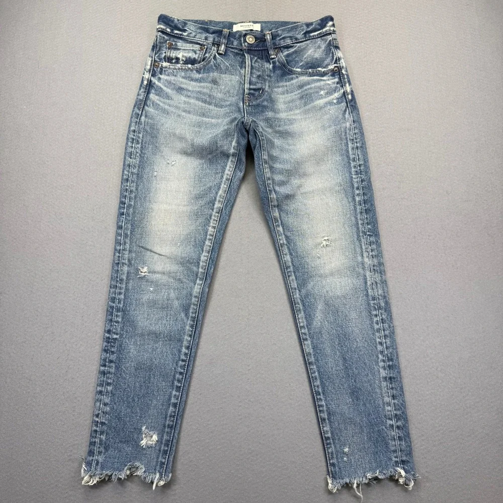 Moussy Vintage Slim Straight Distressed Medium Wash Button Fly Jeans Size 25